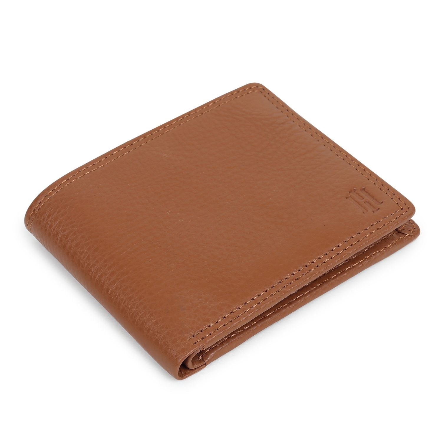 Hayes London | Signature Tan Genuine Leather Textured Wallet for Men - RFID Blocking, Slim Bifold Wallet with 8 Compartments