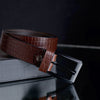 Hayes London | Brown Croco Pattern Genuine Leather Men's Belt (Leather Texture: Croco Pattern & Buckle Color: Black)