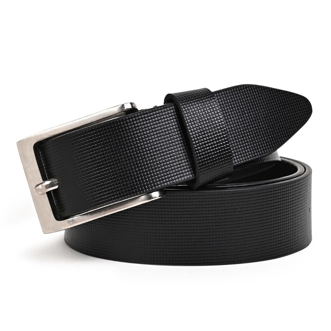 Hayes London | Black Genuine Leather Men's Belt (Leather Texture: Braided & Buckle Color: Silver)