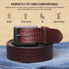 Hayes London | Brown Croco Pattern Genuine Leather Men's Belt (Leather Texture: Croco Pattern & Buckle Color: Black)