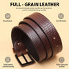 Hayes London | Brown Croco Pattern Genuine Leather Men's Belt (Leather Texture: Croco Pattern & Buckle Color: Black)