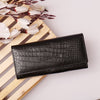 Hayes London | Black Genuine Leather Bi-Fold Clutch For Women (Leather Texture: Croco & Color: Black)