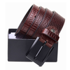 Hayes London | Brown Croco Pattern Genuine Leather Men's Belt (Leather Texture: Croco Pattern & Buckle Color: Black)