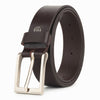 Hayes London | Brown Genuine Leather Men's Belt (Leather Texture: Braided & Buckle Color: Silver)