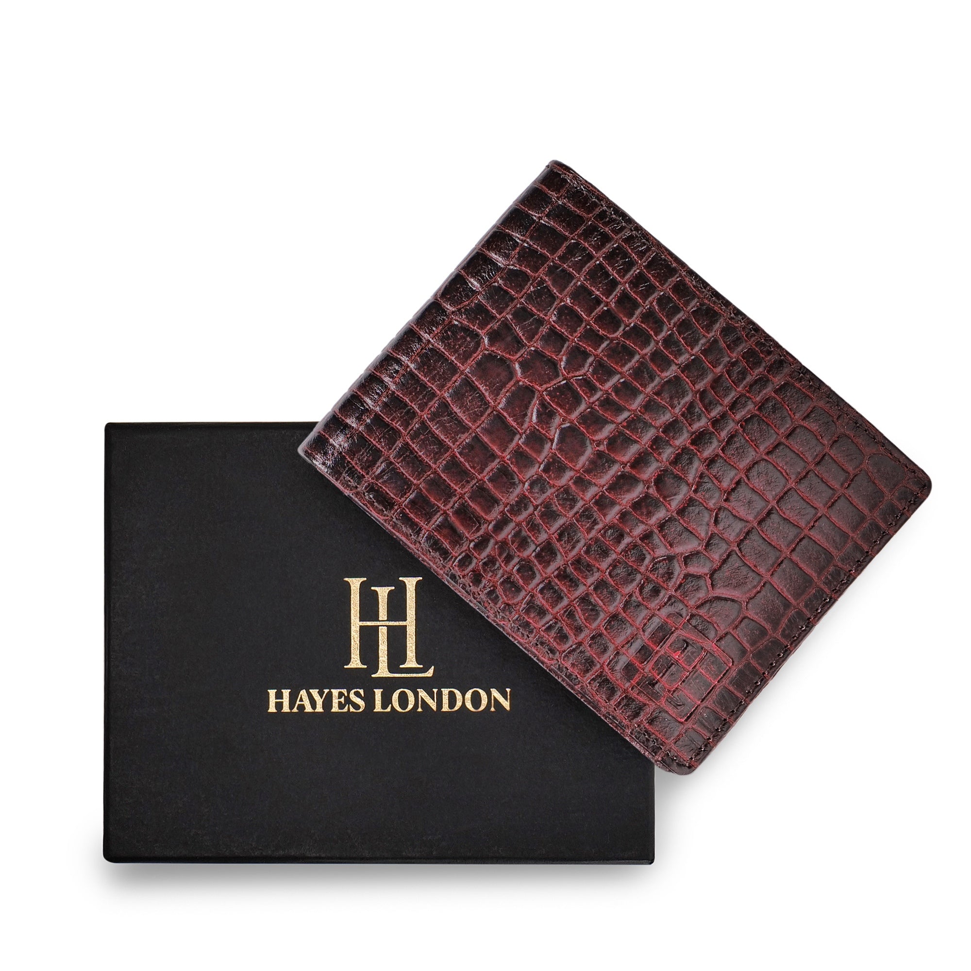 Hayes London | The Gator Brown Genuine Leather Wallet for Men – RFID Blocking, Original Bifold Wallet with 8 Compartments