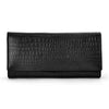 Hayes London | Black Genuine Leather Bi-Fold Clutch For Women (Leather Texture: Croco & Color: Black)