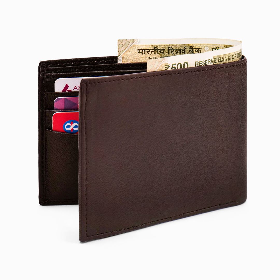 Hayes London | Stud Brown Genuine Leather Wallet for Men - RFID Blocking, Slim Bifold Wallet with 8 Compartments