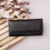 Hayes London | Black Genuine Leather Bi-Fold Clutch For Women (Leather Texture: Classic & Color: Black)