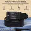 Hayes London | Black Croco Pattern Genuine Leather Men's Belt (Leather Texture: Croco Pattern & Buckle Color: Black)