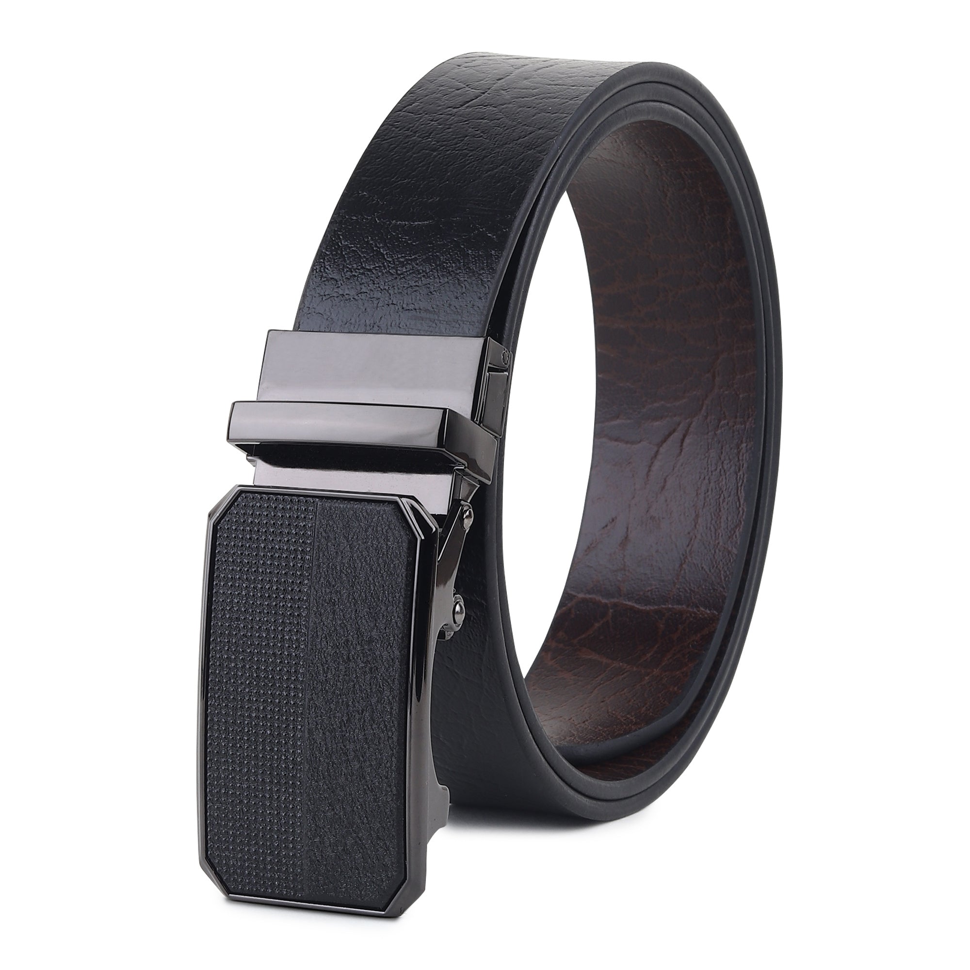 Hayes London | Reversible Black & Brown Genuine Leather Men's Belt (Leather Texture: Asgard Wild & Buckle Color: Black)