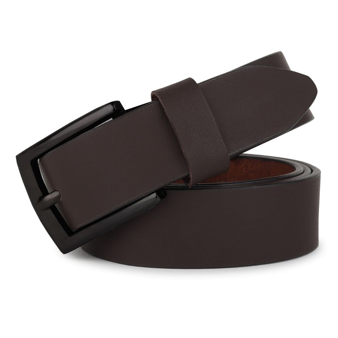 Hayes London | Brown Genuine Leather Men's Belt (Leather Texture: Plain & Buckle Color: Black)