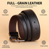 Hayes London | Italian Leather Reversible Black & Brown Belt For Men (Leather Texture: Viper & Buckle Color: Black & Gold)