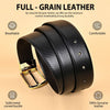 Hayes London | Italian Leather Belts for Men - Reversible Black & Brown with Gold Buckle, Braided Leather Texture