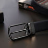 Hayes London | Reversible Black & Brown Italian Leather Men's Belt (Leather Texture: Viper & Buckle Color: Grey)