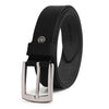 Hayes London | Black Genuine Leather Men's Belt (Leather Texture: Plain & Buckle Color: Silver)