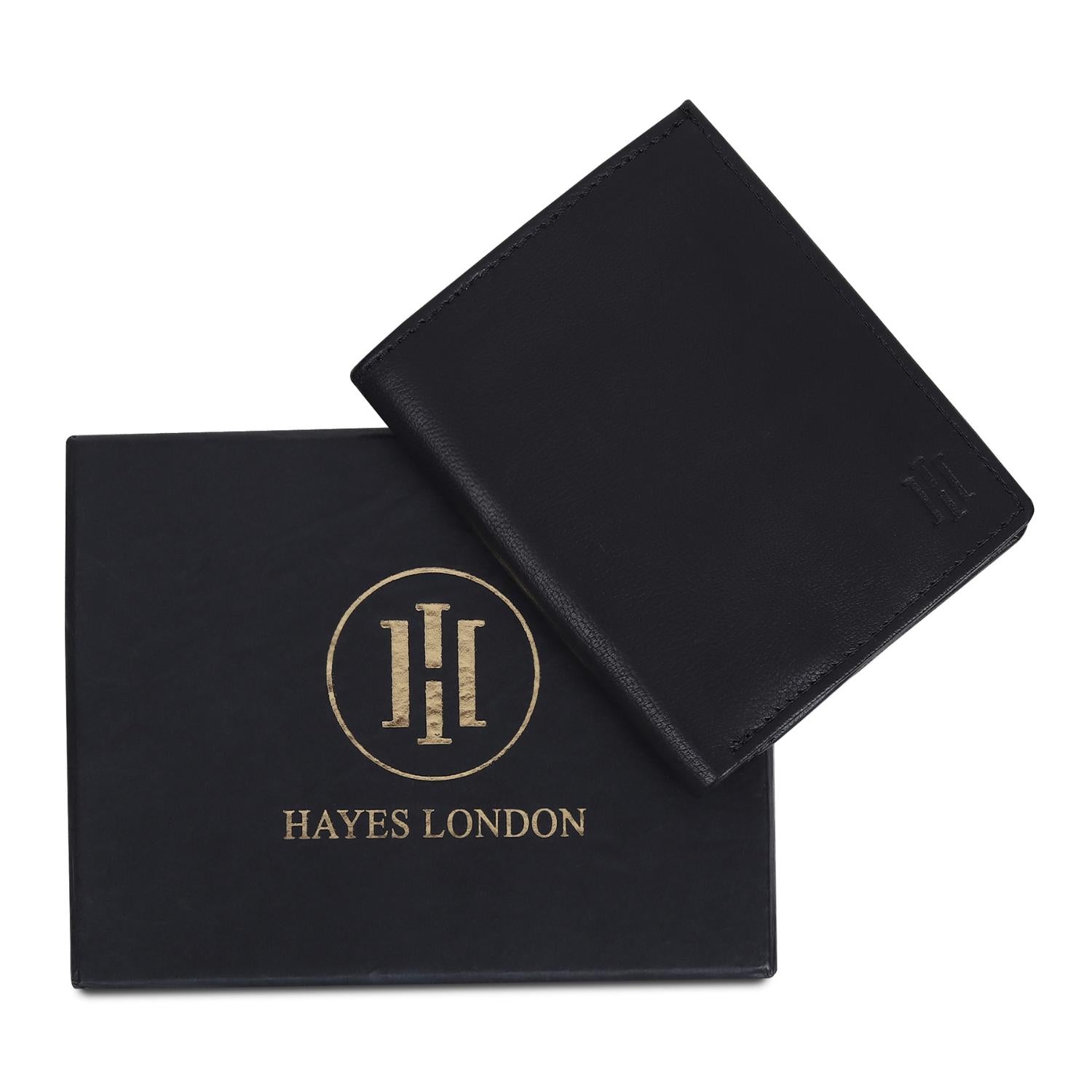 Hayes London | Black Genuine Leather Card Holder/Wallet For Men - RFID Blocking, Slim Formal/Casual Card Holder/Wallet With 11 Compartments